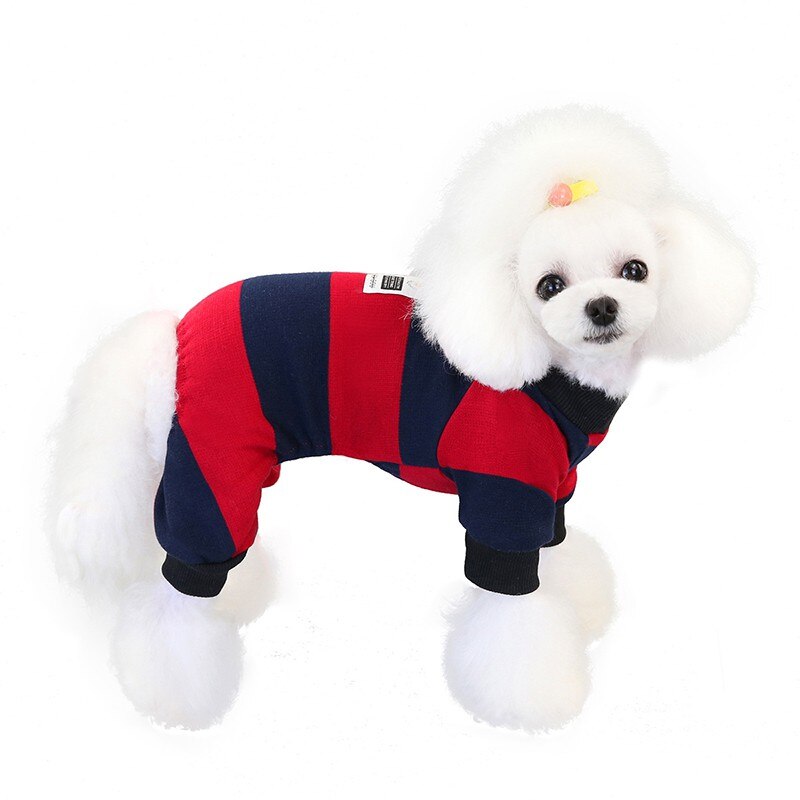 Dog clothes stripes plus velvet