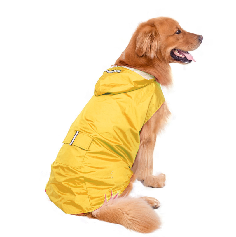 Factory direct new pet clothes big dog reflective raincoat poncho super strong waterproof hooded two-legged dog clothes