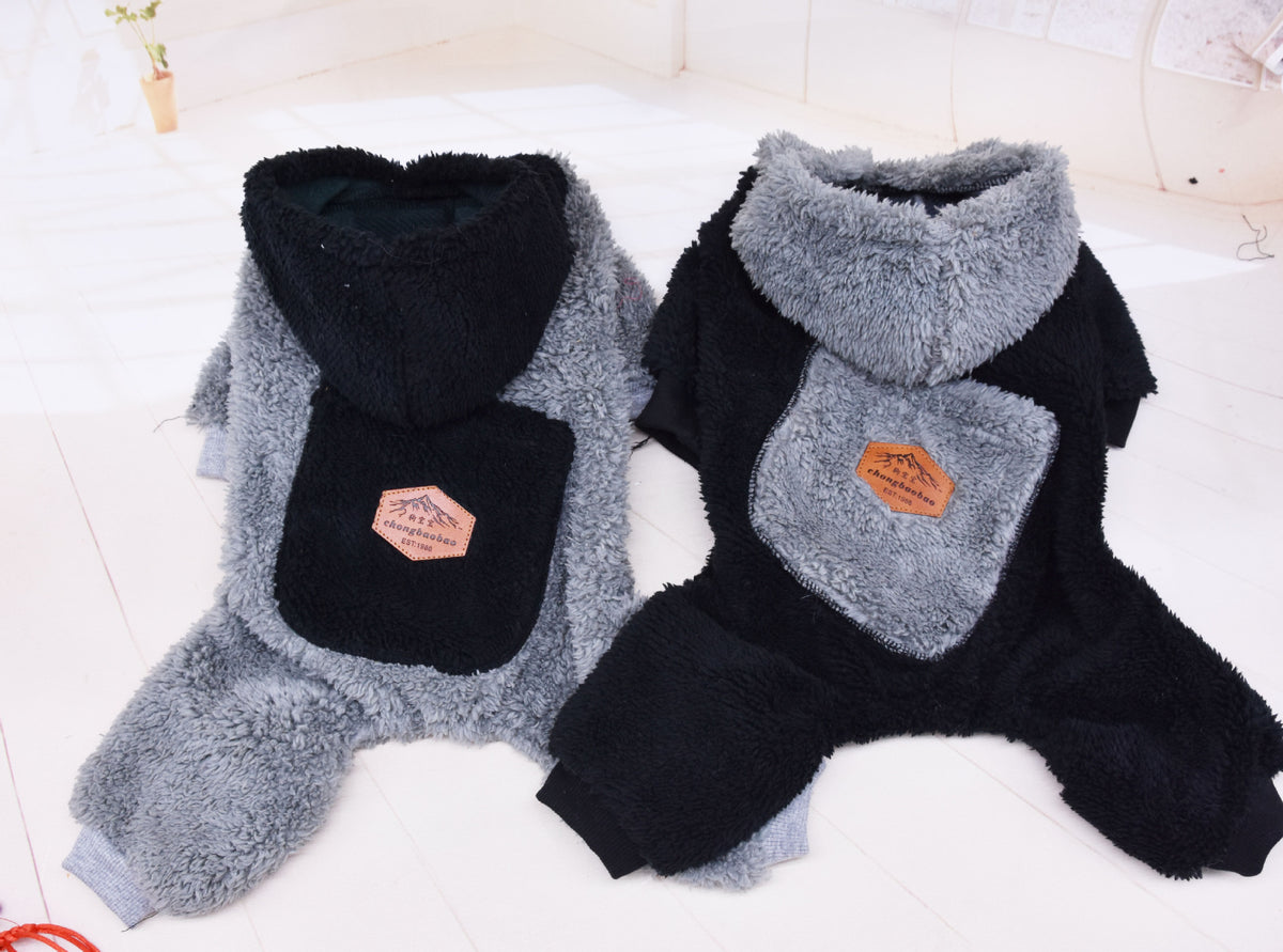 Plush Cotton Thickened Dog Clothes Cat Feet Casual Four Legged Clothes