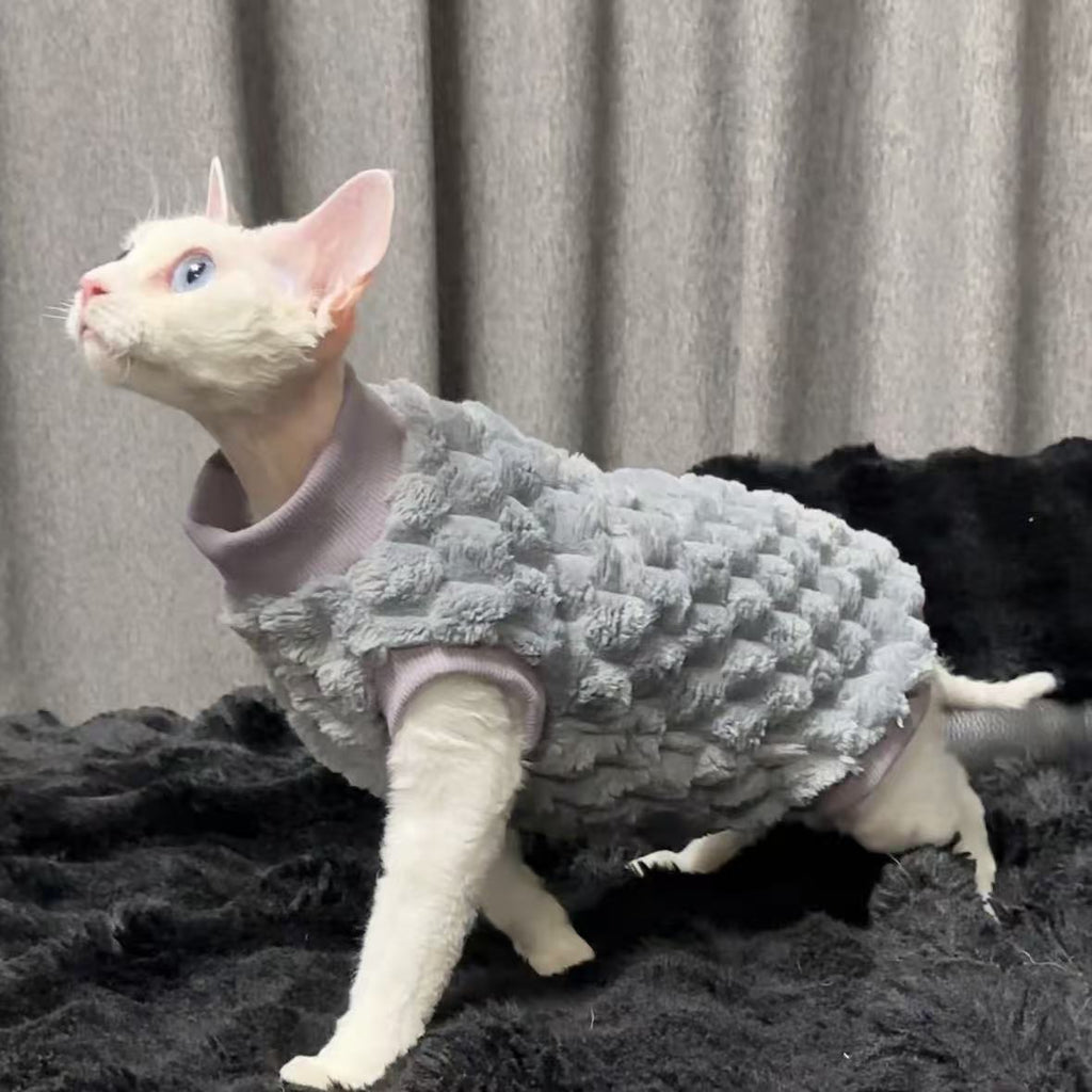 Hairless Cat Warm-Keeping Thickened Soft Coral Fleece Long-Sleeve