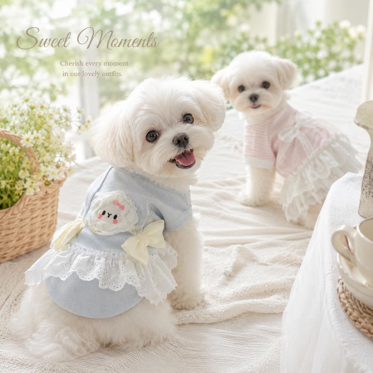 Cute Dog Dress Sleeveless, Elegant Puppy Skirts With Lace Hem, Breathable Pet Dress For Small Dog Girl Chihuahua Yorkies Tulle Birthday Party Lace