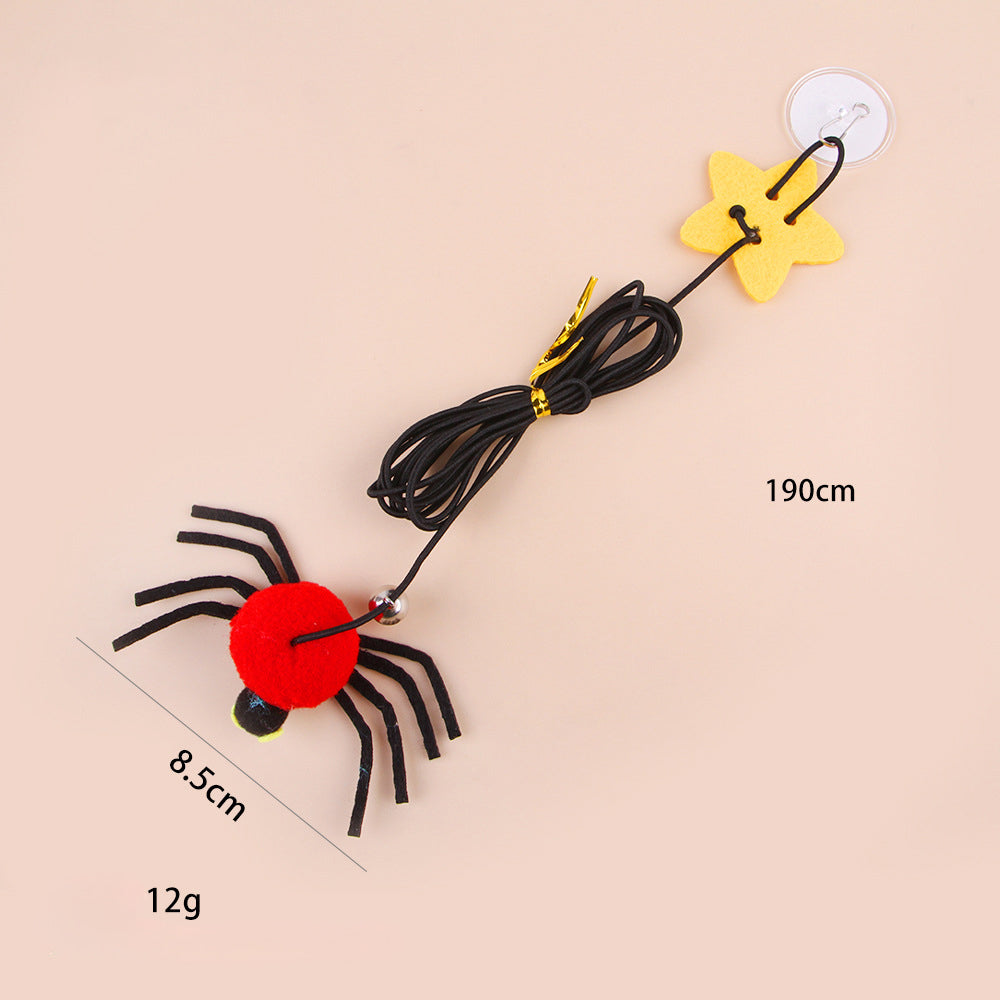 Cat Pet Toy Hanging Door To Relieve Depression Swinging Hanging Elastic Rope Feather Playing Stick Bell Spider