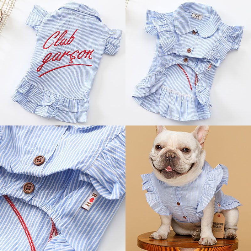 Pet clothes fashion striped embroidery