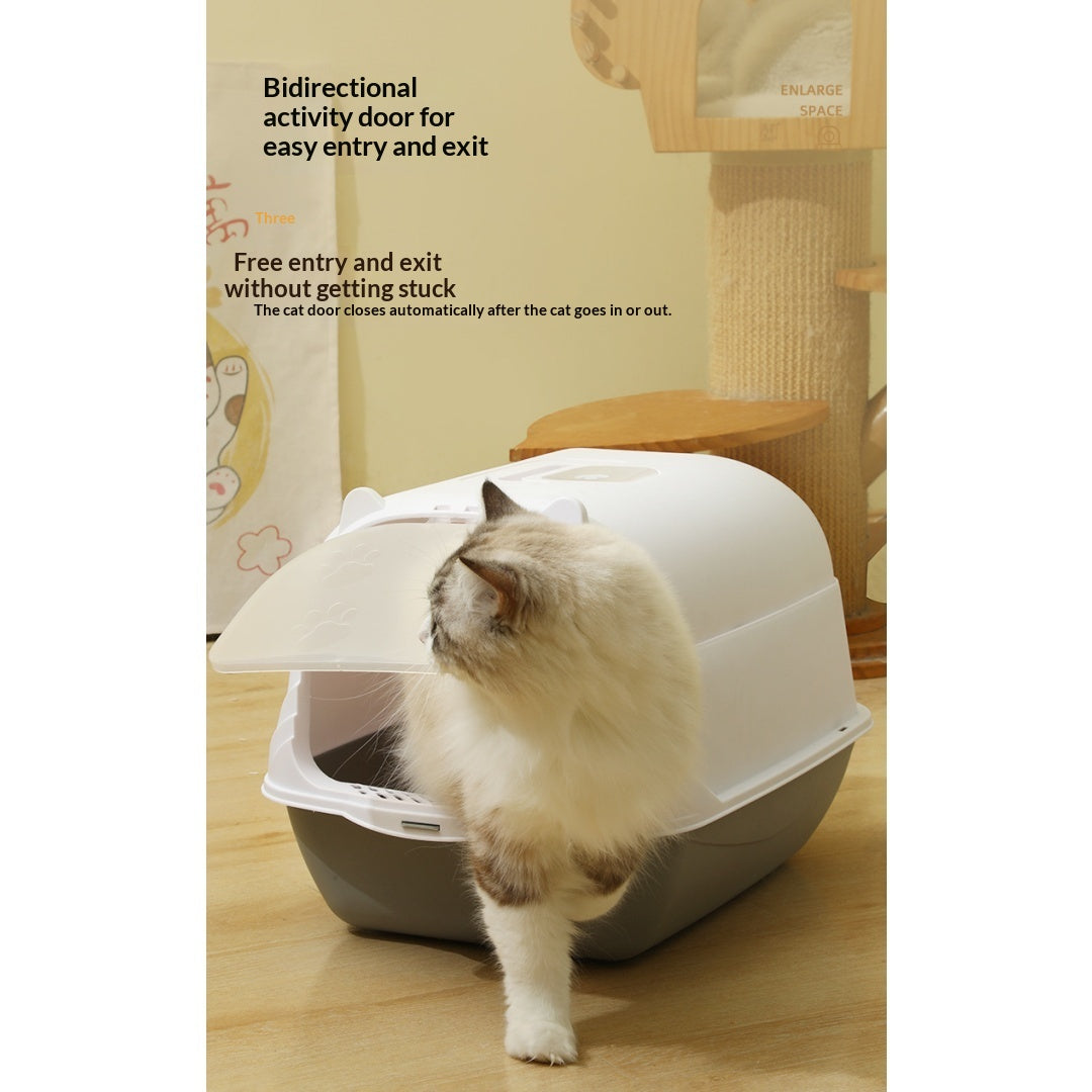 Extra-Large Enclosed Cat Litter Box, Splash-Proof With Detachable Lift-Top Lid