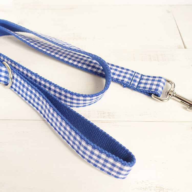 Blue checked pet leash