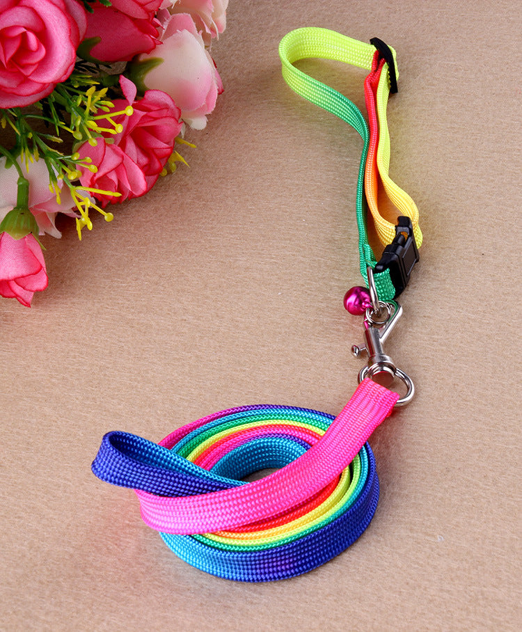 Round rainbow color cat leash dog chain