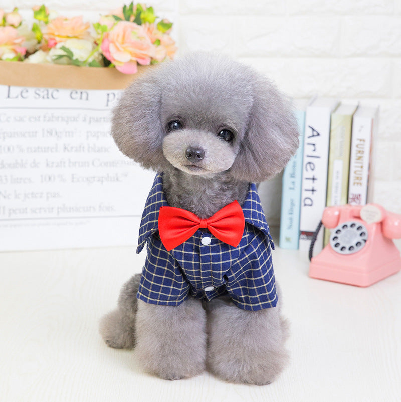 Pet Clothes New Dog Plaid Shirt Suit Pet CLothes