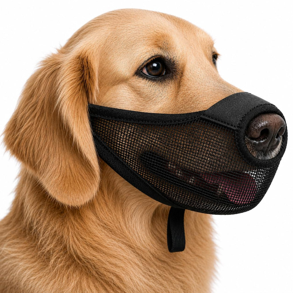 Dog Muzzle, Soft Air Mesh Muzzles For Large Sized Dogs, Breathable Dog Mussels For Scavenging Biting Licking & Barking, Adjustable Mouth Guard With