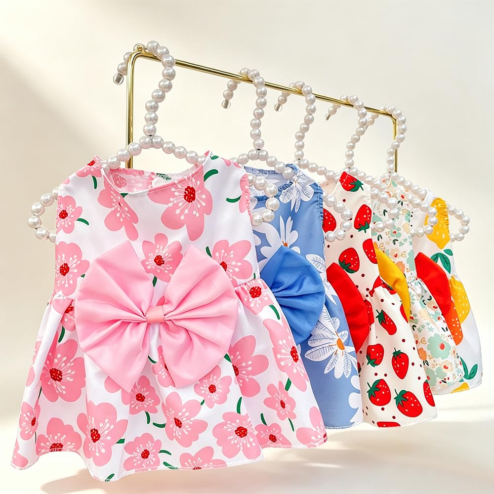 3 Pack Pet Dog Dress, Dog Dresses For Small Girl, Floral Sleeveless Summer Clothes For Small Pet Dogs Cats, Girl Dog Clothes