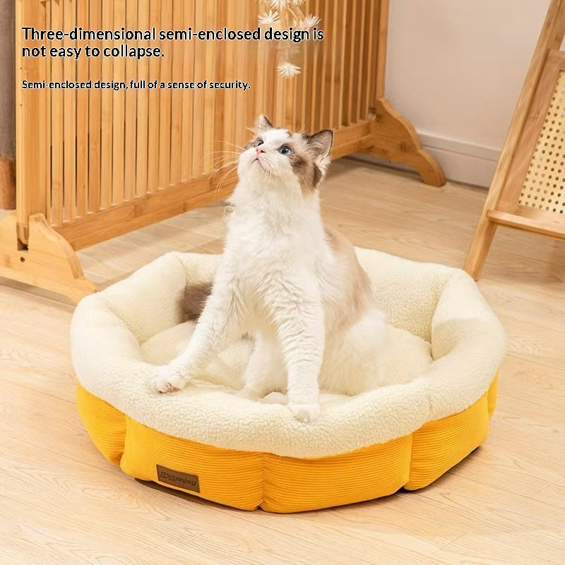 Round Semi-Enclosed Deep-Sleep Cat Mat Cat Bed