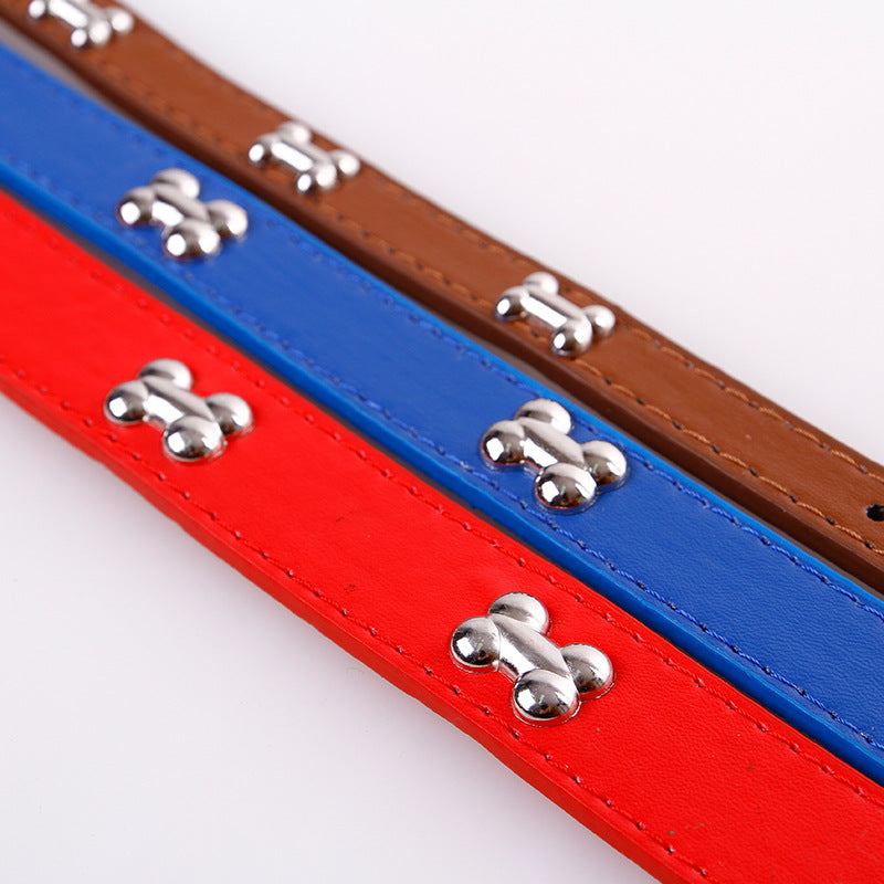 Pet dog cat leather collar