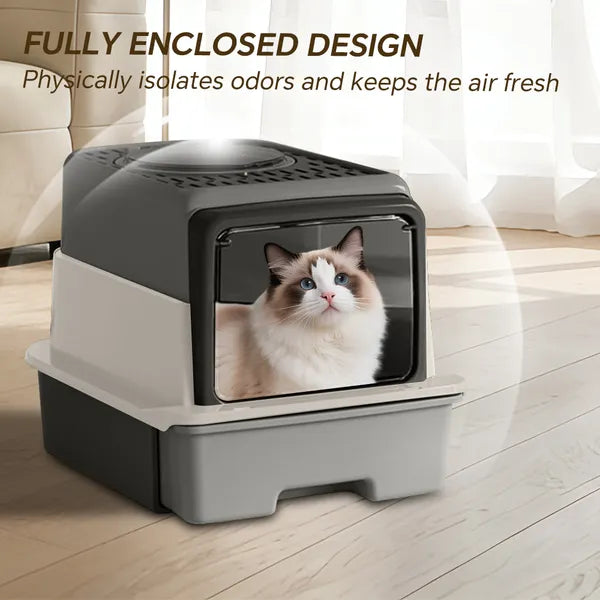 Top-Rated Cat Litter Box, Pull-Out Drawer, No Scoop Needed, Fits Modern Home Decor