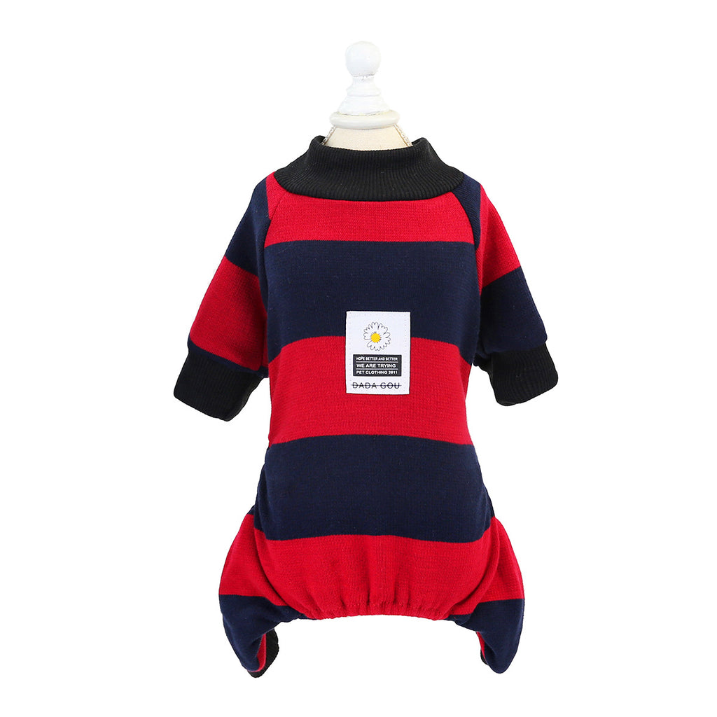 Dog clothes stripes plus velvet