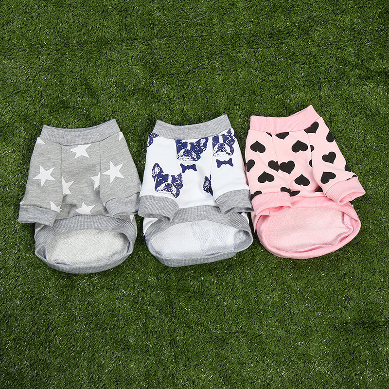 Dog Hoodies Pink Heart Cute Puppy Clothes