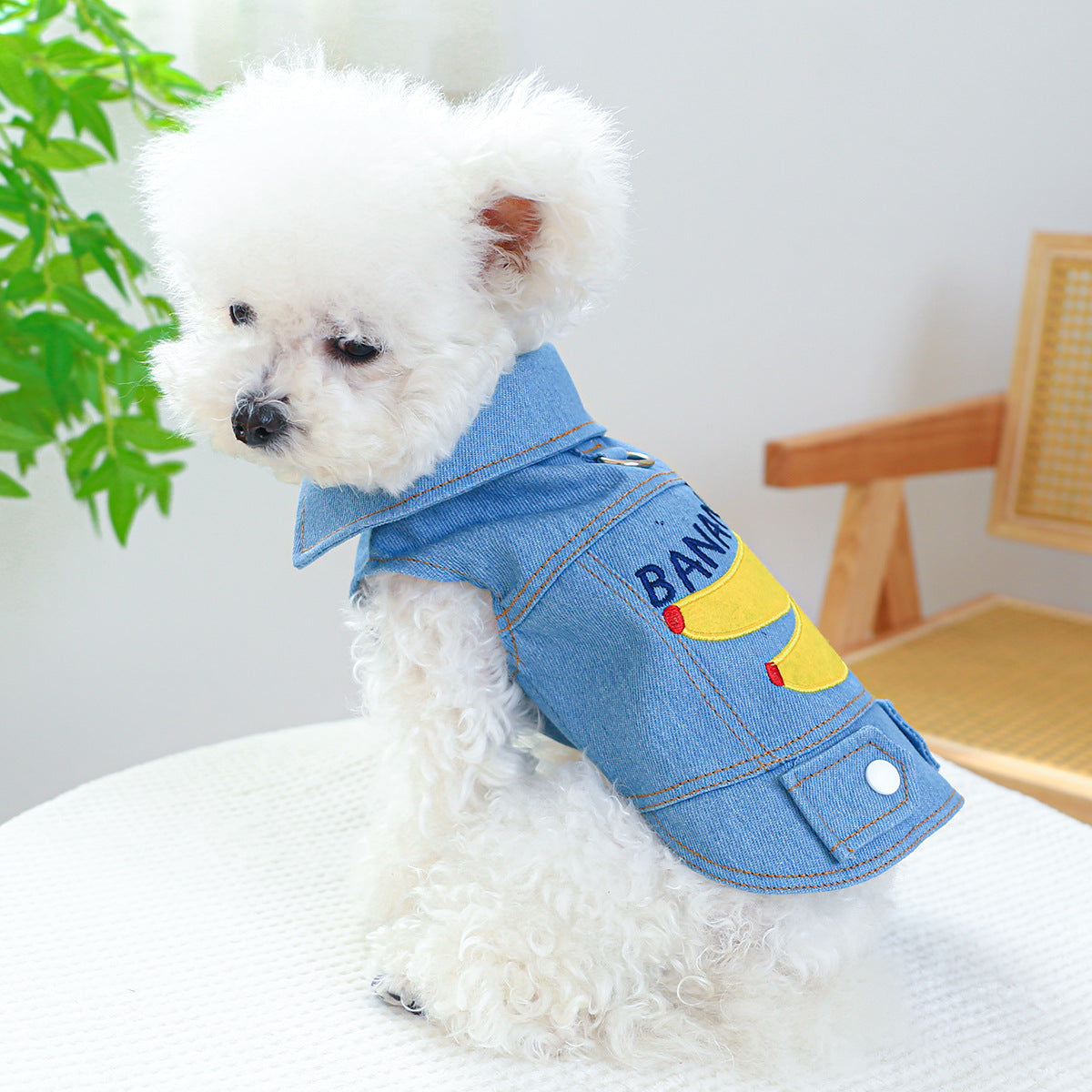 Pet Ring Dog Clothes Small And Medium-sized Dogs Banana Denim Clothing