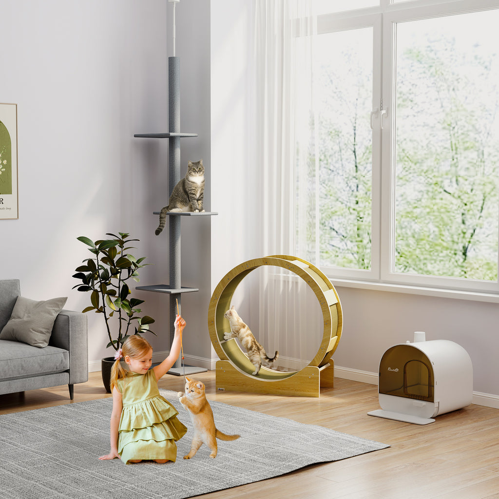 Floor-to-Ceiling Cat Tree Cat Climbing Tower with Sisal-Covered Scratching Posts Natural Cat Activity Center for kittens Cat tower furniture, Gray
