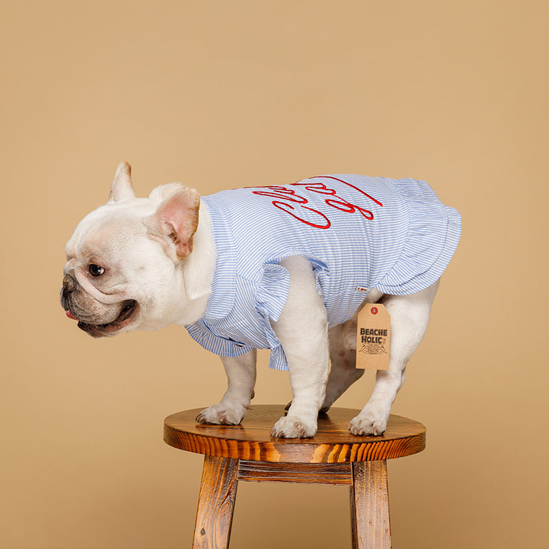 Pet clothes fashion striped embroidery