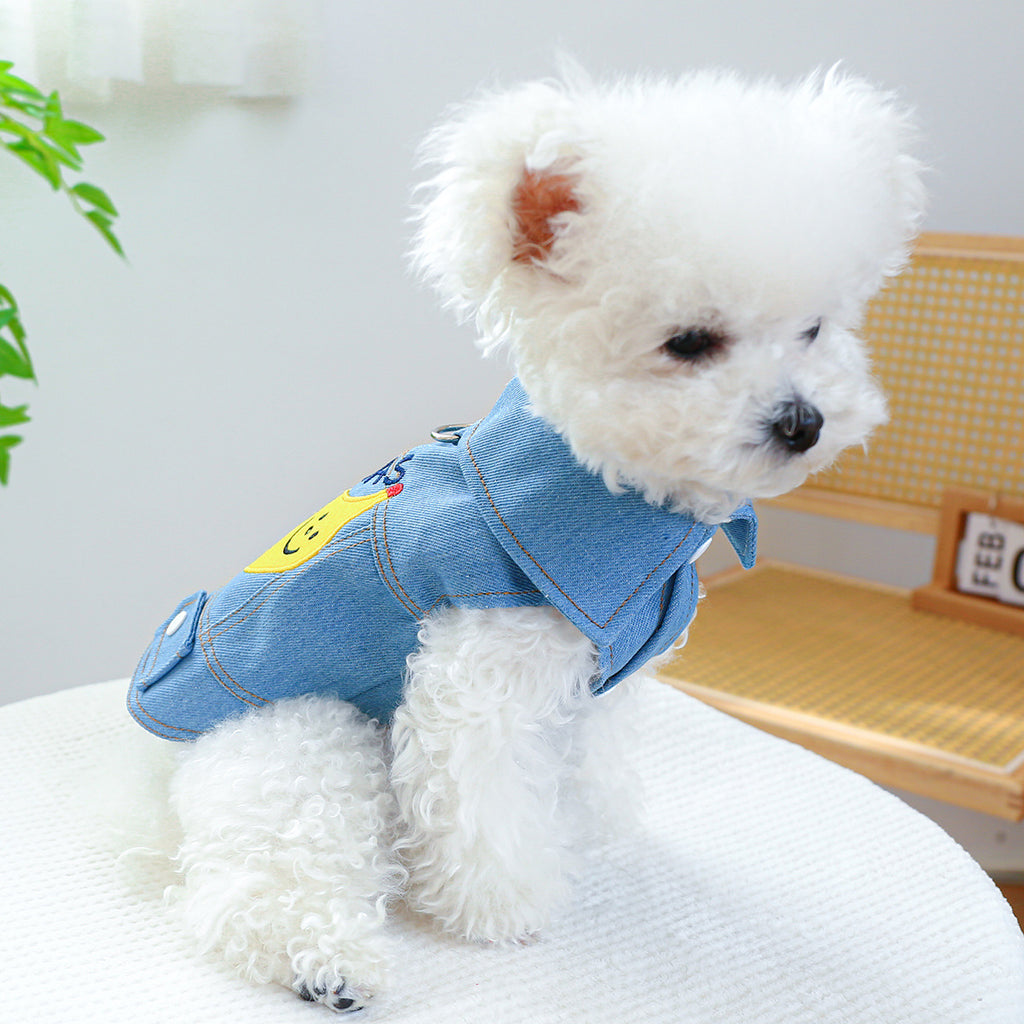 Pet Ring Dog Clothes Small And Medium-sized Dogs Banana Denim Clothing