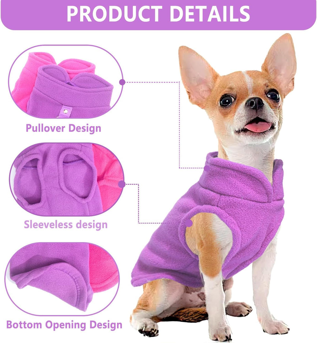 2 Pack Dog Sweater With Leash Ring, Warm Pet Sweater Thick Clothes Coat Fleece Dog Sweaters For Small Dogs Girl Boy Pullover Dog Jacket For Fall
