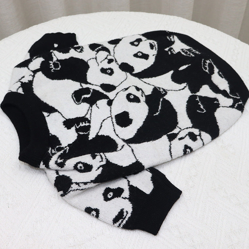 Clothes Bulldog Sweater Panda Cartoon Short Fat Dog