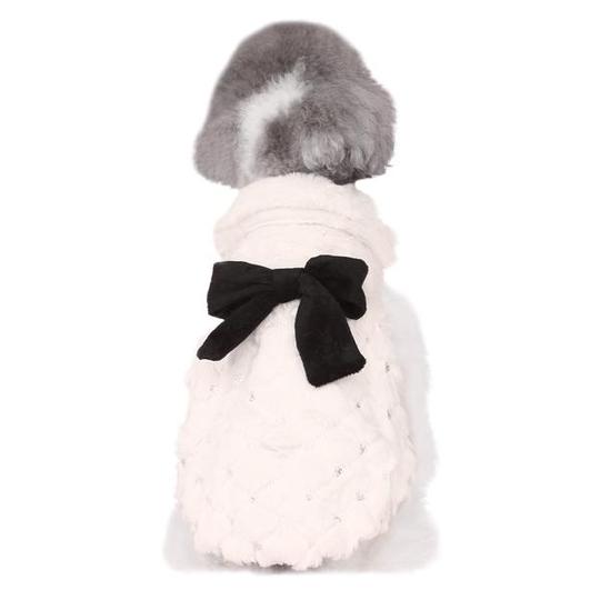 Elegant bow plush coat dog clothes Bomei Teddy clothes spring and autumn wear breathable pet clothes
