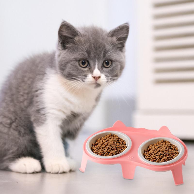 Cat Food And Water Bowl Set Ceramic Pet Bowl Set Elevated Tilted Bowl With Stand Indoor Cat Dishes Bowl With Hook Design Water