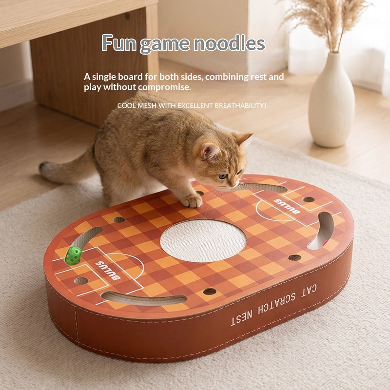 Cat Scratcher And Cat Bed Combo, White Cardboard, Highly Durable With Minimal Shedding, Large Size, Equipped With A Bell Tipped Ball Your Cats Perfect