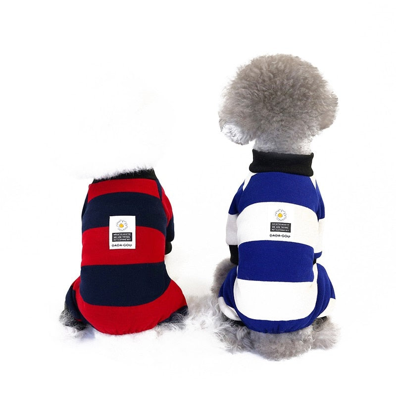 Dog clothes stripes plus velvet