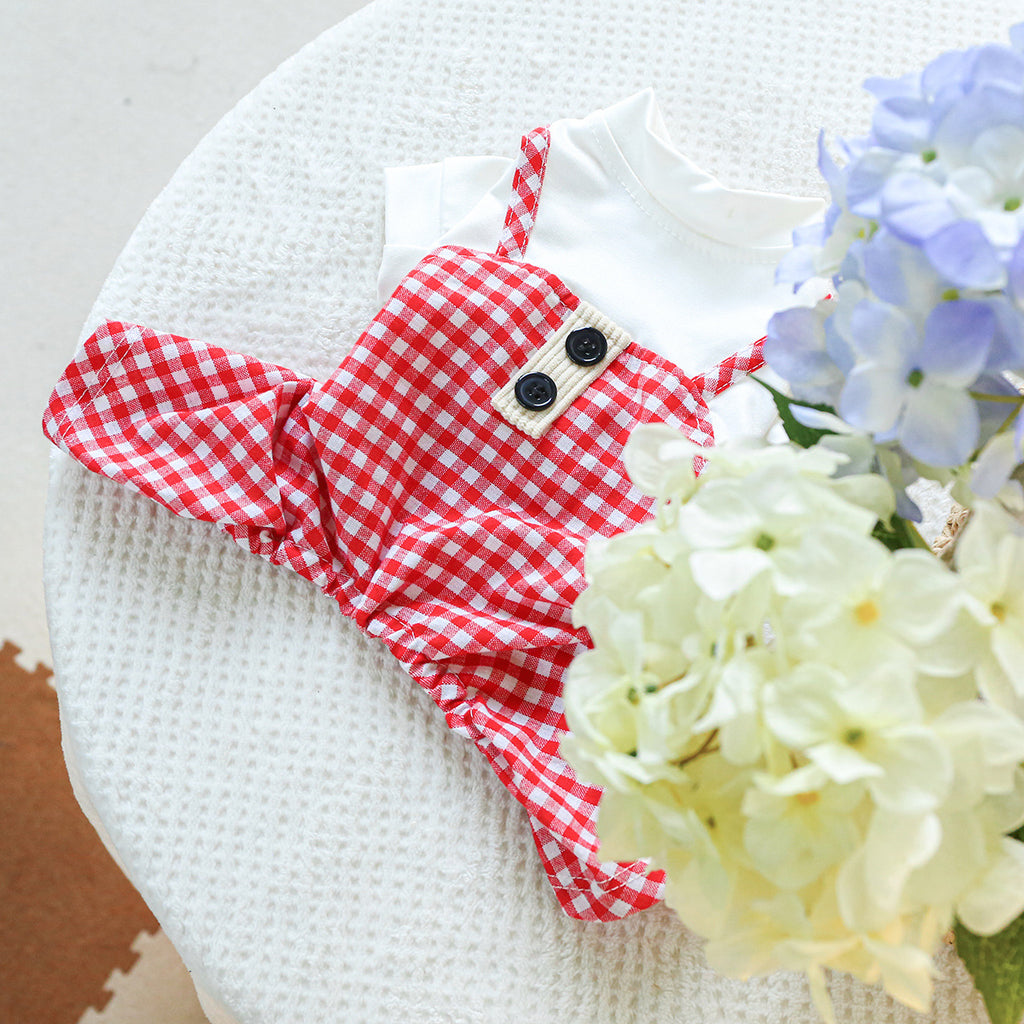 Fashion Personalized Pet Dog Plaid Overalls