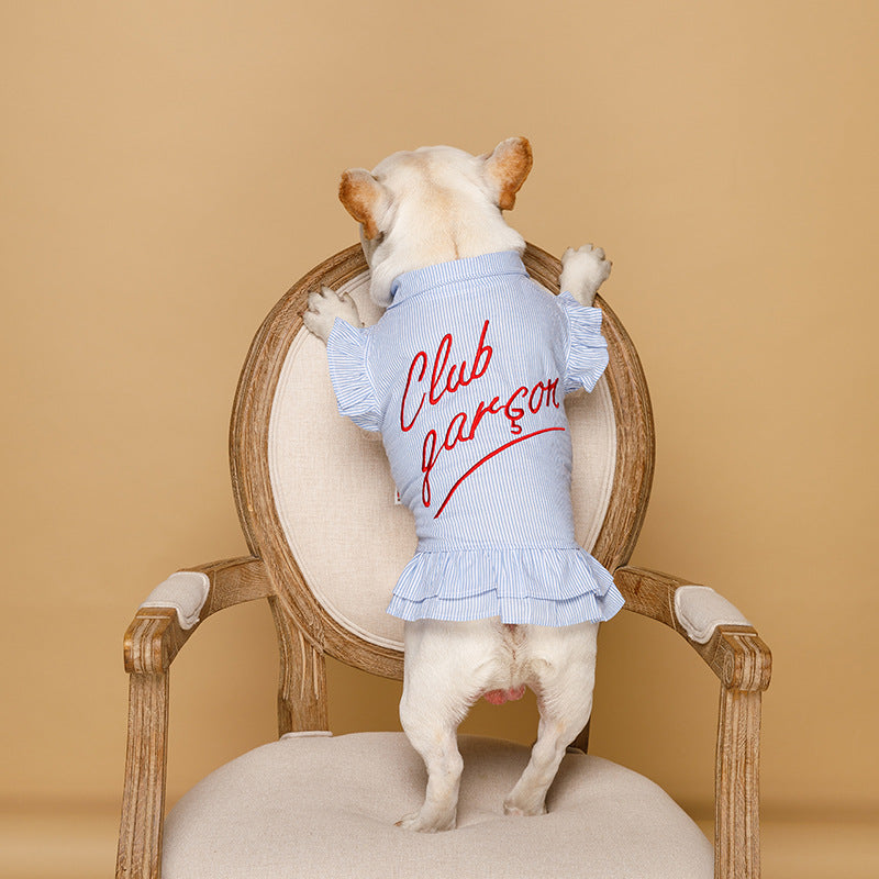 Pet clothes fashion striped embroidery