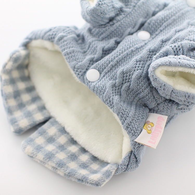 Woolen Plaid Fake Two Pieces Of Pet Dog Clothes