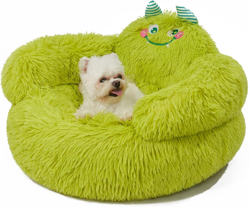 Cute Calming Dog And Cat Bed Indoor High Bolster Donut Dog Beds Comfortable Plush Cuddler Dog Be Size For Small Dogs And Cats Cute Cartoon Soft Bed