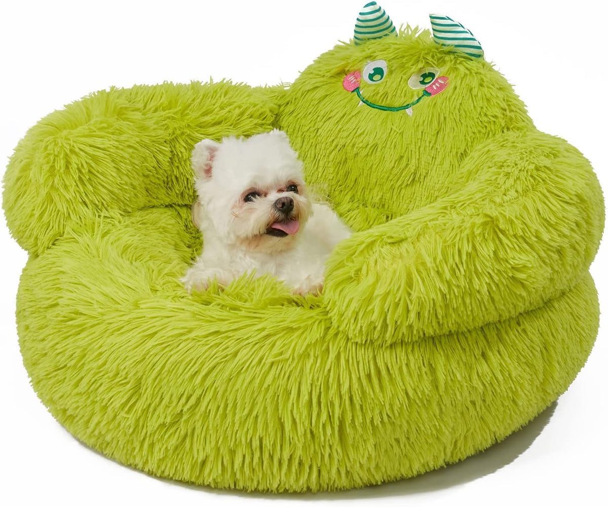 Cute Calming Dog And Cat Bed Indoor High Bolster Donut Dog Beds Comfortable Plush Cuddler Dog Be Size For Small Dogs And Cats Cute Cartoon Soft Bed