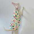 Sphynx Cat Cotton Polka Dot Dress Colorful Summer Clothes For Hairless Cats