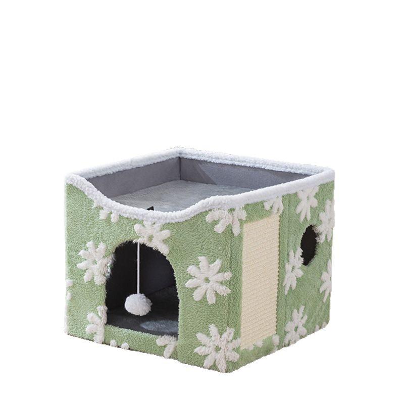 Foldable Cat Bed With Soft Plush For Warmth