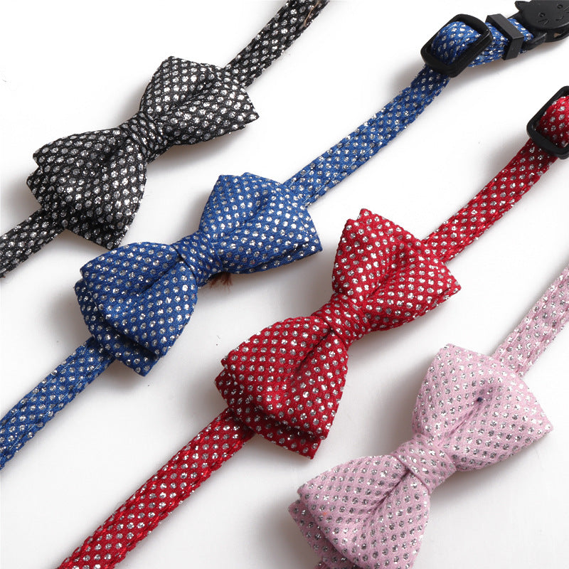 Pet cute bow shiny collar