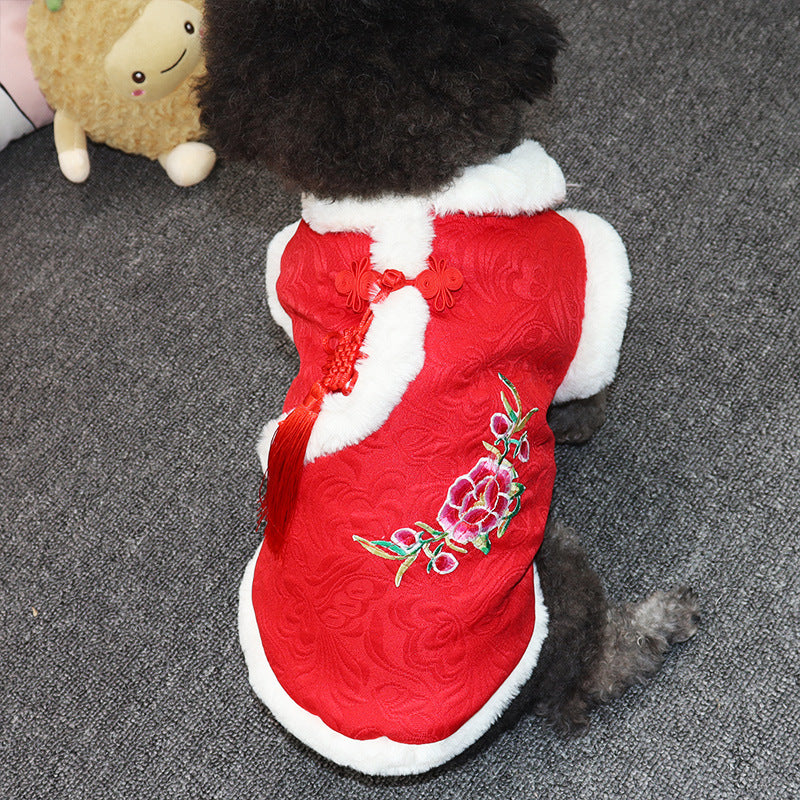 Autumn And Winter Teddy Corgi Fighting Tang Suit Cat Hanfu