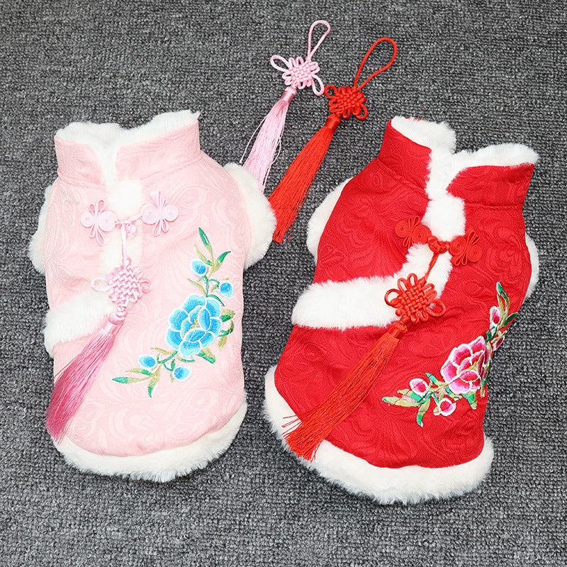 Autumn And Winter Teddy Corgi Fighting Tang Suit Cat Hanfu