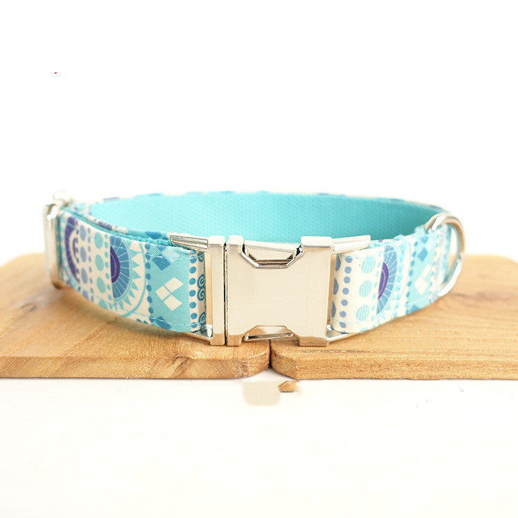 Pet Blue Flower Collar Handmade Dog Collar