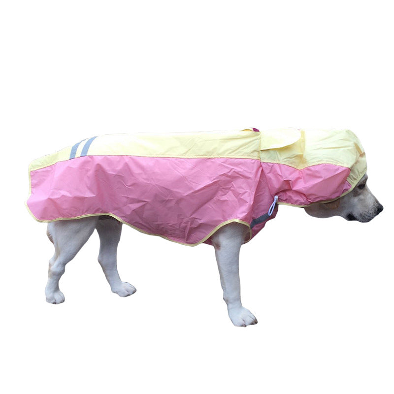 Big Dog Cloak Raincoat With Reflective Strips Husky Pug Pet Raincoat