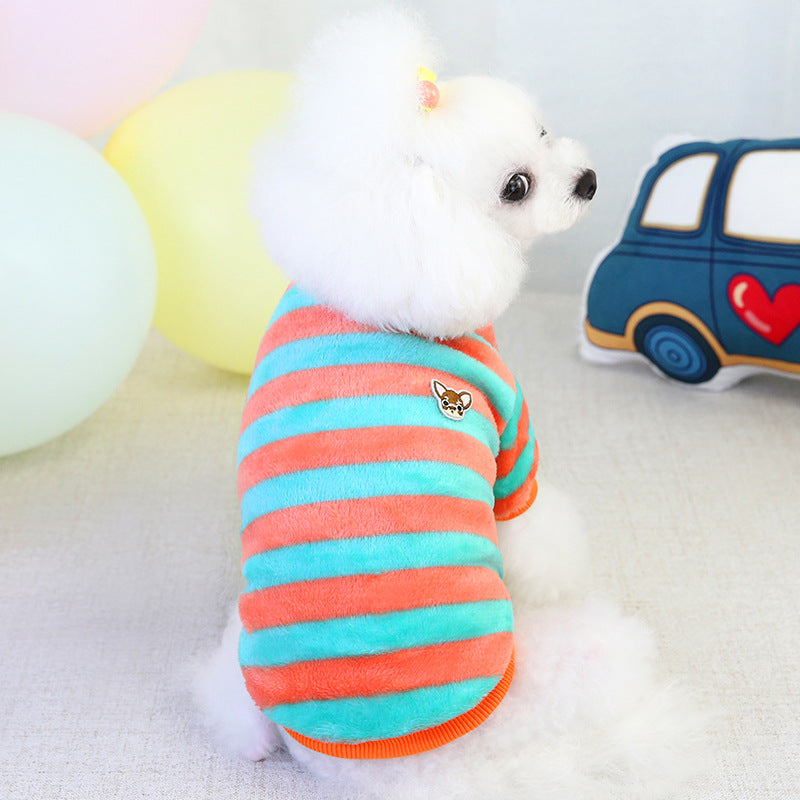 Winter Teddy Bichon Warm Clothing Cat Rainbow Fleece