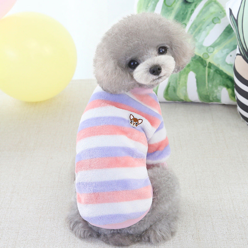 Winter Teddy Bichon Warm Clothing Cat Rainbow Fleece