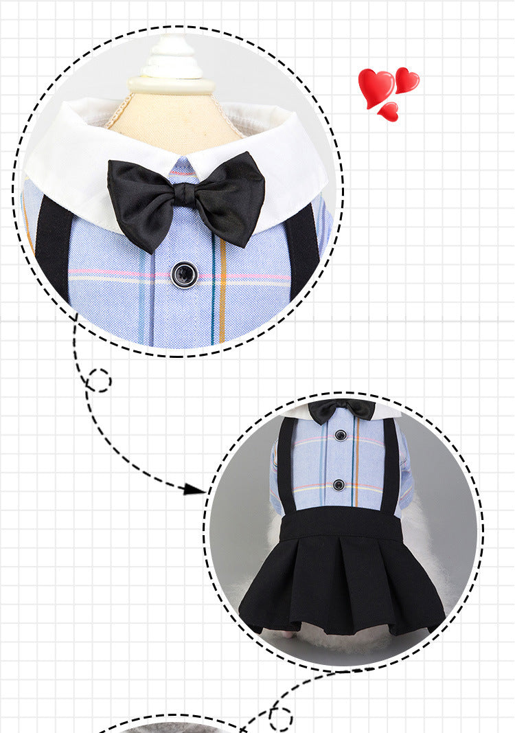 Spring And Summer New Dog Clothes Couple Wear Student Suit