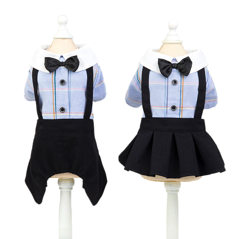 Spring And Summer New Dog Clothes Couple Wear Student Suit