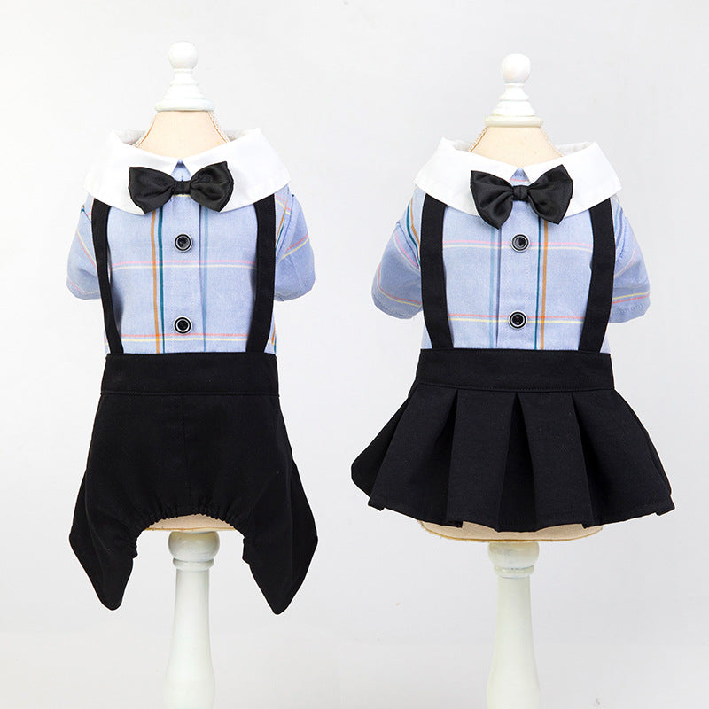 Spring And Summer New Dog Clothes Couple Wear Student Suit