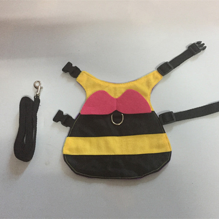 Cute Bee Costume Cat Rope Walking Chest Strap