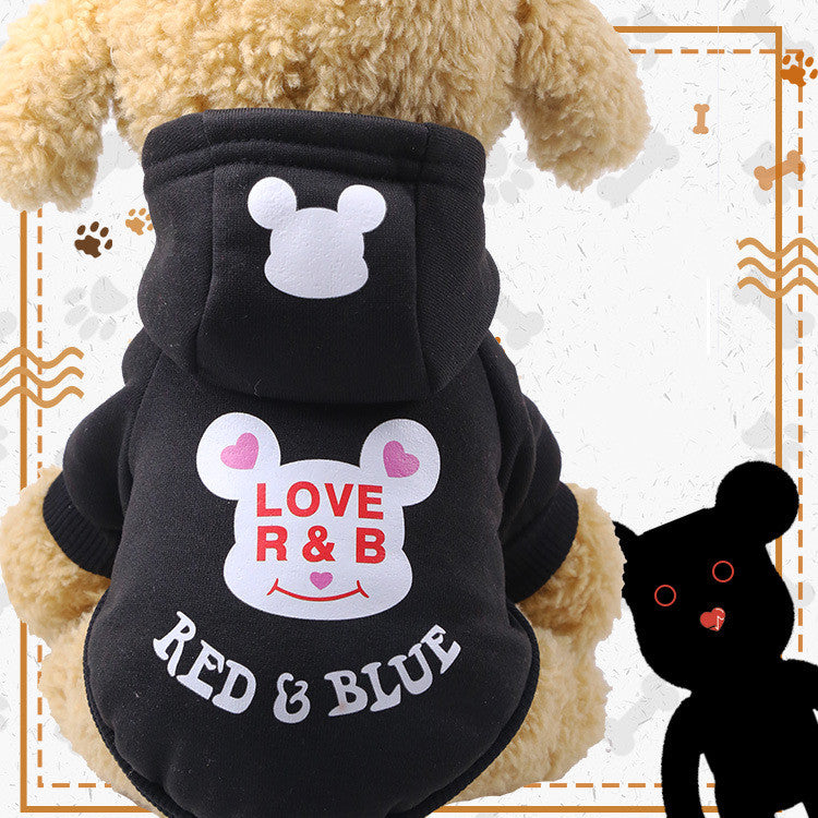 Pet Clothes Autumn And Winter New Dog Cat Cartoon Hooded Sweater