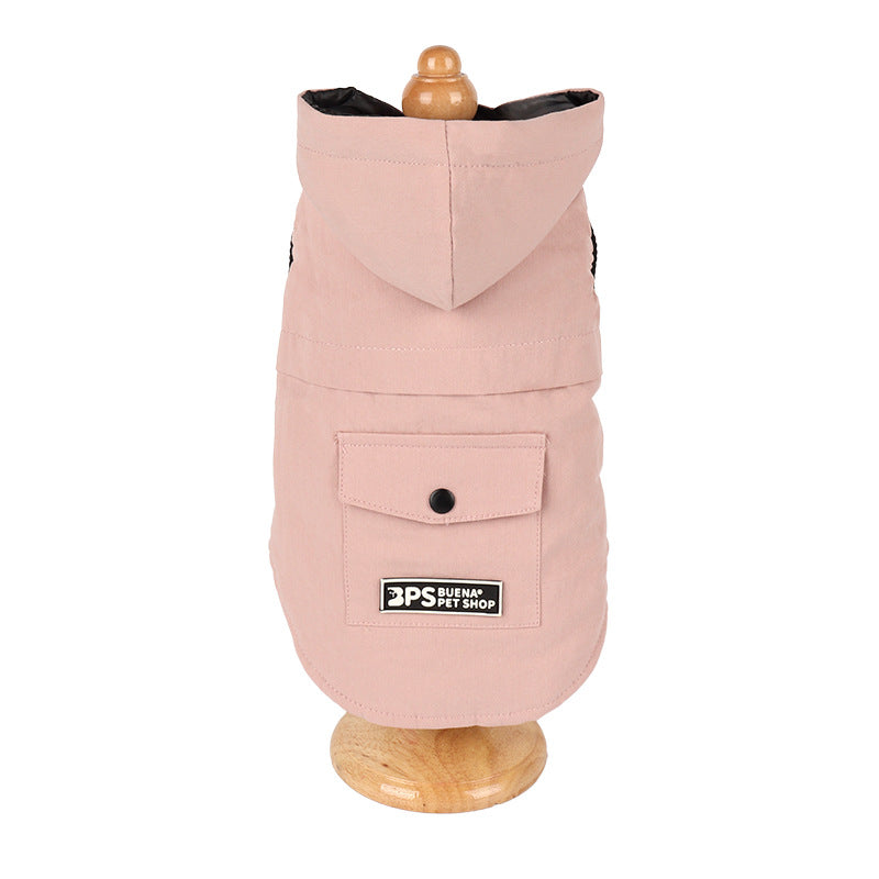 Corgi Bichon Autumn And Winter Plus Velvet Solid Color Sleeveless Hooded Vest