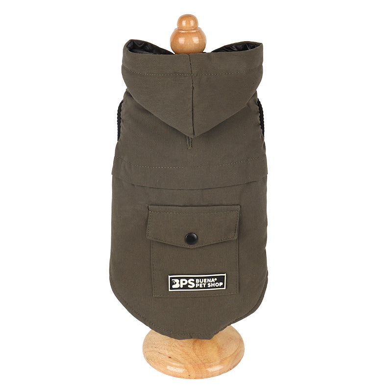 Corgi Bichon Autumn And Winter Plus Velvet Solid Color Sleeveless Hooded Vest