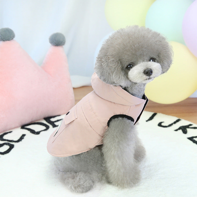 Corgi Bichon Autumn And Winter Plus Velvet Solid Color Sleeveless Hooded Vest